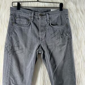Rag & Bone Mens Standard Issue Fit 1 Extra Slim Gray Graffiti Vesuvio 32x33
